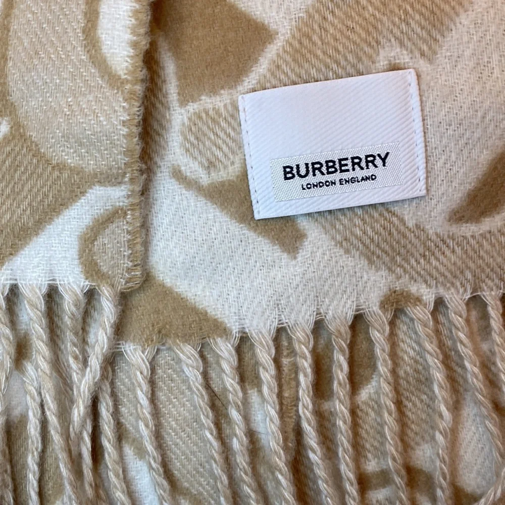 Authentic Burberry TB monogram jacquard cashmere scarf, NWT - Picture 8 of 8